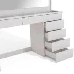 Boahaus Serena Lighted Vanity With Glass Top (White) - White-Crystal Ball Knobs -Bed Frame Shop d2bb9878 57a3 4c61 81c2 19a93b9a10f4