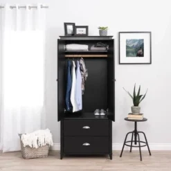 Prepac Yaletown 2-Door Armoire - Black -Bed Frame Shop d2c5af87 c2c9 497c 9239 eec62699b34a