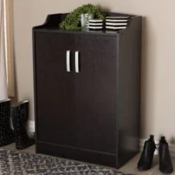 Contemporary Dark Brown Shoe Cabinet By Baxton Studio - Espresso - No Drawers -Bed Frame Shop d39eaee4 8276 4a30 b3f3 0c2bd5ee828d