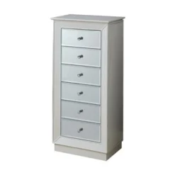 Jewelry Armoire With 6 Storage Drawers In White - White