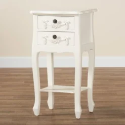Baxton Studio Eliya Classic And Traditional Wood 2-Drawer End Table - White -Bed Frame Shop d45d4d12 a081 4887 9c7e 1f5ef37366f6