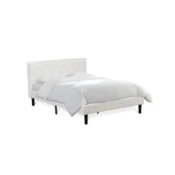3 Piece Bedroom Set - 1 Wood Bed Upholstered White Velvet Fabric And 2 Night Stands - Clover Green Finish Nightstand - NL19Q-2BF12 -Bed Frame Shop d4b6ec51 1b02 4ec4 a29f 25078c5762c9