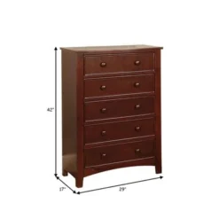 Omnus Transitional Chest In Cherry Finish - 5-drawer -Bed Frame Shop d4fdbdfb b238 4d55 96f6 9769022657f2