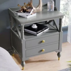 Modern Wooden Nightstand With Two Drawers - Cherry -Bed Frame Shop d58960a9 3ef1 4945 9520 e1d2810c06c8
