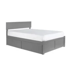 Orlando Full Platform Bed With Footboard And 2 Bed Drawers In Gray - Full -Bed Frame Shop d5ab210a 1d38 4c2d ba50 19b7325bab83