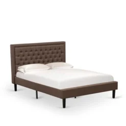 2 Pieces Bedroom Set - 1 Bed Brown Linen Fabric And Button Tufted Headboard - 1 Nightstand (Bed Size Options) - KD18K-1HI07 -Bed Frame Shop d5c283e3 d4a3 436c 981c 49a55ba28df1