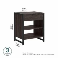 Atria Small Nightstand With Drawer And Shelves By Bush Furniture - Charcoal Gray -Bed Frame Shop d62dd61b 027c 4c90 94f8 f2dead882a15