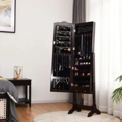 Copper Grove Newtown Espresso Jewelry Cabinet With LED Dressing Mirror - Brown -Bed Frame Shop d6b8ea60 2f5f 470f a8a4 ca6a79bccfe3