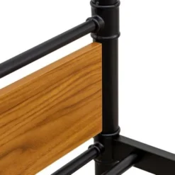 Hedley Bunk Bed Frame With 4 Hard Wood Legs - Twin Bed In Powder Coating Black Color And Brown Wood Laminate - HYT0B01 -Bed Frame Shop d6bcb7bb f8ca 42a3 b904 e5eef731dab8