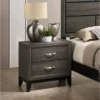 Roundhill Furniture Stout Metal Bar Pulls Distressed Nightstand - 2-drawer - Brown