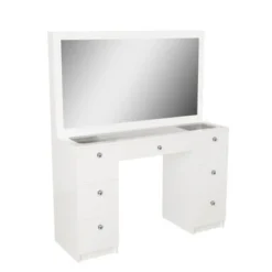 Boahaus Venus Modern Vanity, Glass Top, 07 Drawers - N/A - White-Crystal Knobs -Bed Frame Shop d71e9817 1a8e 440d 911d 359977d7b11f