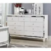 Wooden Dresser Accented With Mirror Outline, White