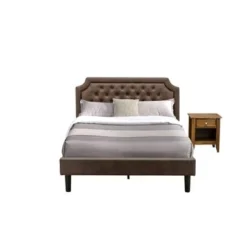 Bedroom Set- Dark Brown Faux Leather Queen Bed With Black Legs- An Antique Walnut Nightstand(End Stand Pieces Options) - GB25Q-2GA08 -Bed Frame Shop d818ef5b 79fd 485e bf29 c7170baf5f2f