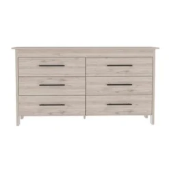 TUHOME Hms Double Dresser With 6 Drawers, 4 Legs And Metal Hardware - N/A - Light Oak / White -Bed Frame Shop d843009d fcf6 4358 b0c0 44784695936c