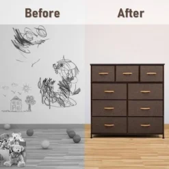 VredHom Extra Wide 9 Drawers Fabric Dresser Storage Organizer - Grey - 9-drawer -Bed Frame Shop d86ecc75 5ee2 449e 9254 2182504455bd