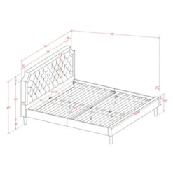 2PC Bedroom Set - Dark Brown Faux Leather Upholstered Bed With Black Legs- An Antique Walnut Night Stand (Bed Size Option) - GB28Q-1BF08 -Bed Frame Shop d88b087b 671a 4956 8853 22390f8291d1