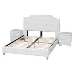 Baxton Studio Carlotta Contemporary & Glam Styled 3-Piece Bedroom Set With White Faux Leather Upholstered Bed - King -Bed Frame Shop d9c09c2c 8099 4a32 abb6 172b2ef1af62
