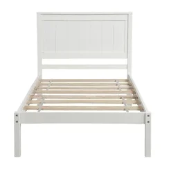 Nestfair Wooden Platform Bed With Headboard And Wood Slat Support - White - Queen -Bed Frame Shop d9ef4e86 599c 4b44 895f 8135c2135f5e