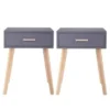 Single Drawer Bedside Table Gray Two Packs - 1-drawer - Grey