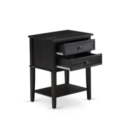 2Pc Bedroom Set - Dark Brown Faux Leather Upholstered Bed With Black Legs - Wire Brushed Black Night Stand (Bed Size Option) - GB25F-1VL06 -Bed Frame Shop da1aed65 6cd1 4e23 b77d d109a7f987c6