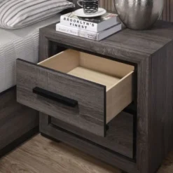 Soami Contemporary Grey Wood Wood 2-Piece Panel Bedroom Set With Shelves By Strick & Bolton - Queen -Bed Frame Shop da3cf467 b8e7 40ed ac06 4616b7e3e499