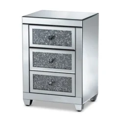 Baxton Studio Ralston Contemporary Glam And Luxe Mirrored 3-Drawer End Table - Silver