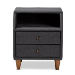 Baxton Studio Contemporary Fabric 2-Drawer Nightstand - Charcoal -Bed Frame Shop db24d823 ada3 4d4c 8cb7 c5f56ae13658