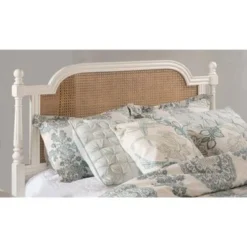 Hillsdale Furniture Melanie Wood And Cane Headboard With Frame, White - Queen