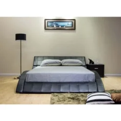 Greatime B1041-1 Wave-like Shape Upholstered Modern Platform Bed - Queen - White -Bed Frame Shop dc363e0a 3fa5 4852 9046 8ab7cbe17613