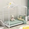 Merax Twin Size House Platform Bed With Headboard - White
