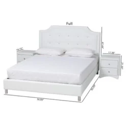 Baxton Studio Carlotta Contemporary & Glam Styled 3-Piece Bedroom Set With White Faux Leather Upholstered Bed - King -Bed Frame Shop dcf14571 bdcd 494c 92e7 54fc1f0eac6d