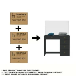 Boahaus Matilda Makeup Vanity Desk, Black - Clear -Bed Frame Shop ddbba1b3 9362 445c b46d 9953bf7b4294