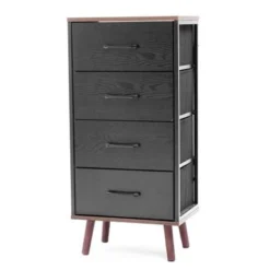 Black Manufactured Wood 4-Drawer Accent Chest With Brown Accents - 4-drawer -Bed Frame Shop ddcecb15 d0a7 434d 9e54 185795da629c