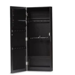 Baxton Studio Pontus Modern Wall-Mountable Wood Jewelry Armoire With Mirror - Black -Bed Frame Shop de116c77 86f9 4206 860a 37838f10a8d2