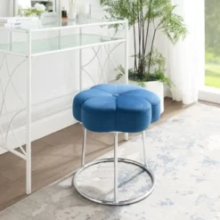 Shireen Accent Vanity Stool Navy Blue -Bed Frame Shop de6b7ca3 d093 4fef a24f 1bbf500e9947