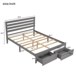 Nestfair Queen Size Platform Bed With Drawers - Grey -Bed Frame Shop decf5729 373c 43d0 850a b936a48a1502