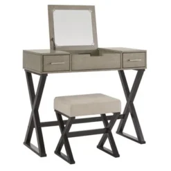 Gatenby Vanity Set With Flip Mirror And Power Strip By INSPIRE Q Classic - Grey -Bed Frame Shop deef83b7 ae01 41ba a385 8c2d50816215