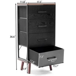 Black Manufactured Wood 4-Drawer Accent Chest With Brown Accents - 4-drawer -Bed Frame Shop defe920b 58e8 4218 87a7 6c5525fb5f71