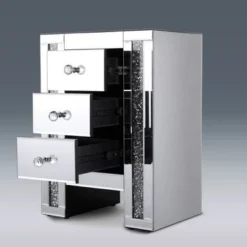 Mirrored Nightstand With 3 Drawers - Silver -Bed Frame Shop df54c584 d930 4cc0 b1bb 3714b7a02d6e