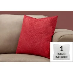 Pillows/ 18 X 18 Square/ Insert Included/ Decorative Throw/ Accent/ Sofa/ Couch/ Bedroom/ Polyester/ Hypoallergenic/ Red/ Modern