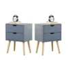 Modern Bedside Table With 2 Storage Drawers (2 Piece Set) - Blue - 2-drawer