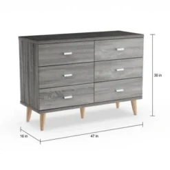 DH BASIC Mid-Century Modern Distressed Grey 47-inch Wide 6-Drawer Dresser With Bar Pulls By Denhour - Grey - 6-drawer -Bed Frame Shop e0ee6edd 6769 43cf a7a0 5c118e7eba5b