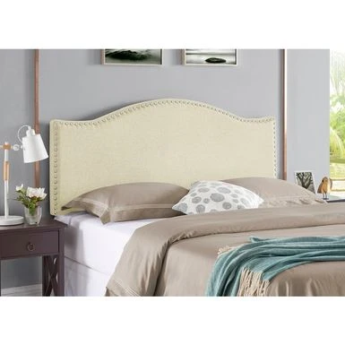 Catalina Upholstered Headboard With Nailhead Trim, Height Adjustable Headboard, Modern Head Board, Fabric Headboard - Queen,Cream 1 Catalina Upholstered Headboard With Nailhead Trim, Height Adjustable Headboard, Modern Head Board, Fabric Headboard - Queen,Cream