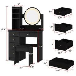 Makeup Vanity Dressing Tabel Set With Touch Screen Mirror & Stool - White -Bed Frame Shop e14a24d6 e974 4055 9cb1 e28f6e4fac6e