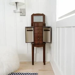 Hives & Honey Meg Walnut Jewelry Armoire - 11.5"w X 8.5"d X 34"h - Brown