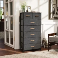 VredHom 7-drawer Storage Chest Dresser - Black - 7-drawer