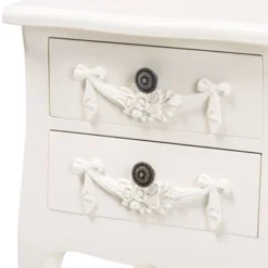 Baxton Studio Eliya Classic And Traditional Wood 2-Drawer End Table - White -Bed Frame Shop e378b886 4b63 4951 84f6 00786ea8cb80