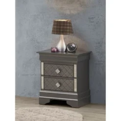 Verona Mirrored Wood 2-drawer Nightstand - Charcoal -Bed Frame Shop e388a1df 3532 4f74 a1cc 645dc325fd75