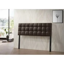 Bella Varya Tufted Faux Leather Upholstered Panel Headboard (Brown/ Black) - Brown - King -Bed Frame Shop e3c8cd64 d2de 477c bdaf b83f533ef18b