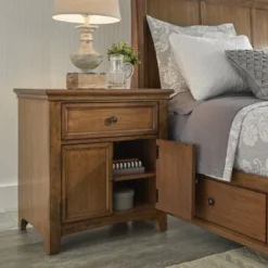 Ediline 1-drawer Wood Cupboard Nightstand With Charging Station By INSPIRE Q Classic - Antique Grey -Bed Frame Shop e425a0c2 d334 4ef6 88db 1163fe405c1e